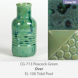 Peacock Green - CG713 over Tidal Pool EL106 Glaze Combination Peacock Green - CG713 over Tidal Pool EL106 Glaze Combination